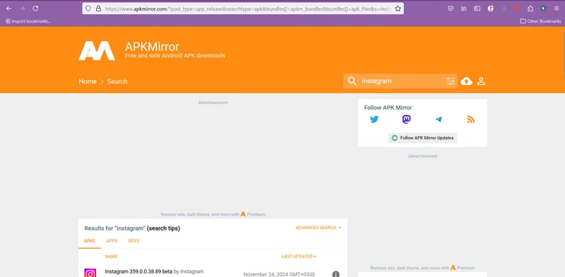دانلود نسخه های قدیمی‌تر اینستاگرام از APKMirror