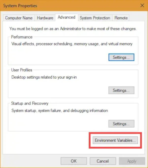 برای تنظیمات برنامه دانلود آهنگ های اسپاتیفای وارد Environment Variables شوید