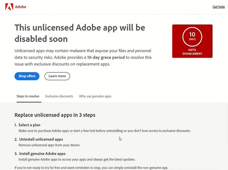 رفع ارور This Non-Genuine Adobe App Will Be Disabled Soon فتوشاپ به چند روش مختلف