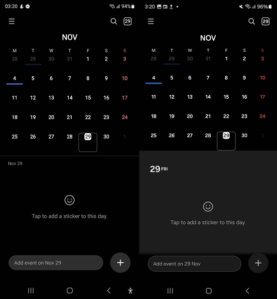 برنامه تقویم One UI 7.0 سامسونگ