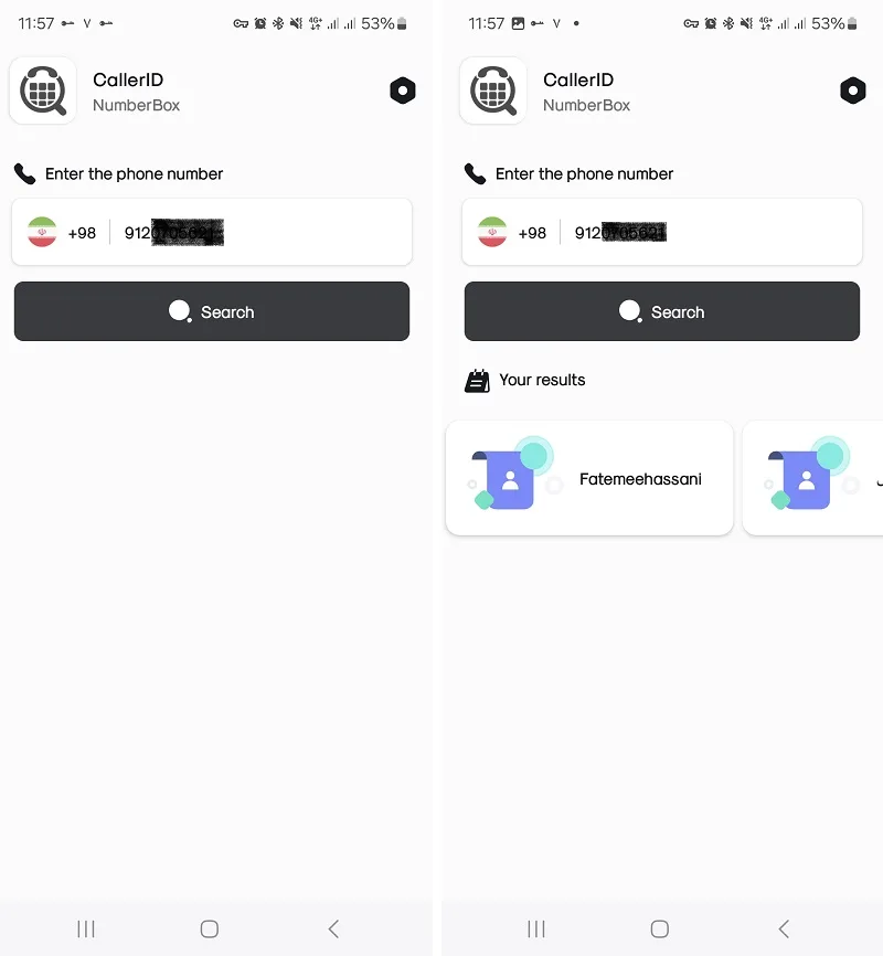 برنامه NumberBox: Caller ID برنامه پیدا کردن افراد با اسم