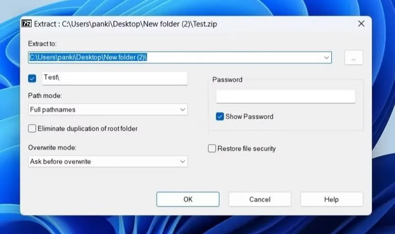 آموزش خارج کردن فایل از حالت فشرده در ویندوز 11 و انتخاب پوشه برای اکسترکت در 7-zip