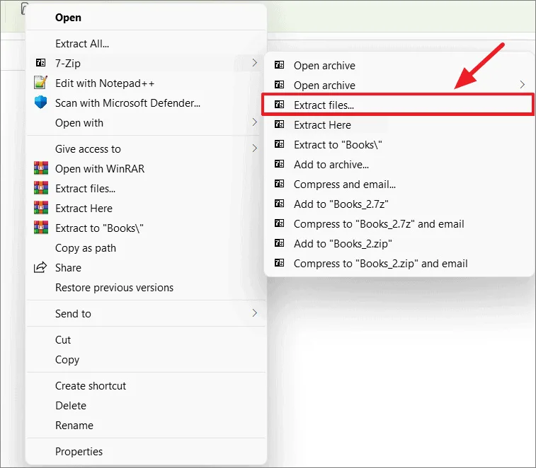 برنامه اکسترکت فایل 7-zip