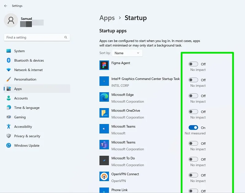 غیر فعال کردن برنامه های startup ویندوز 11