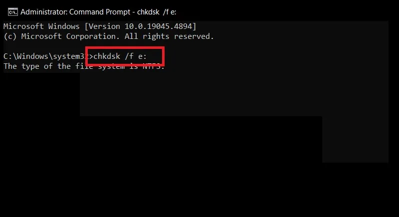 بررسی خطاهای دیسک در command prompt