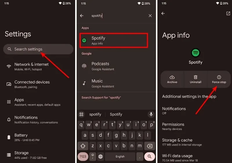 ری استارت spotify در گوشی های اندرویدی 
