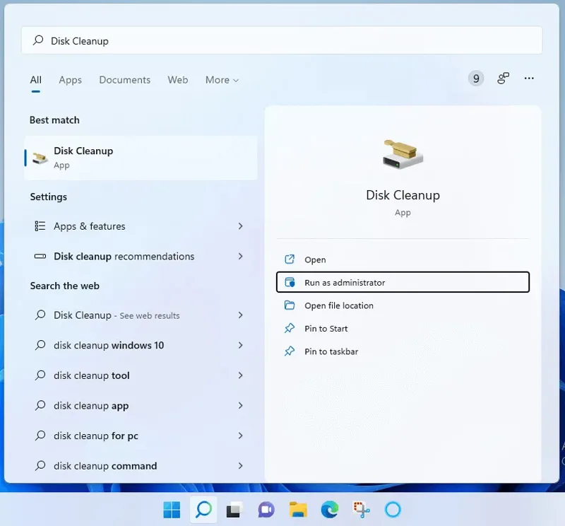 پاکسازی دیسک با ابزار disk clean-up برای حل مشکل اسپاتیفای