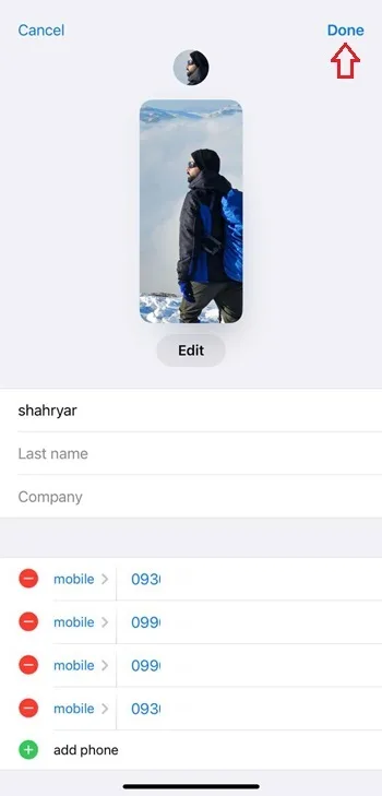 گذاشتن عکس روی تماس ایفون