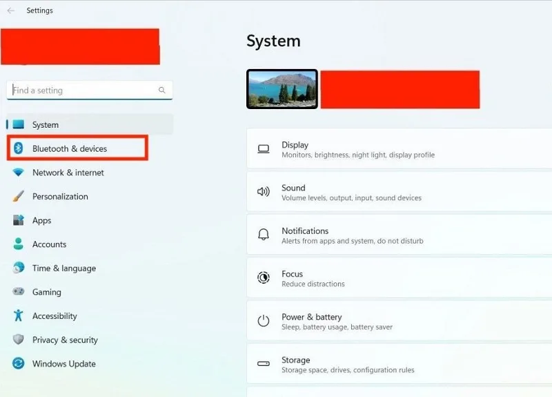 ورود به تنظیمات ویندوز 11 بخش Bluetooth & Devices
