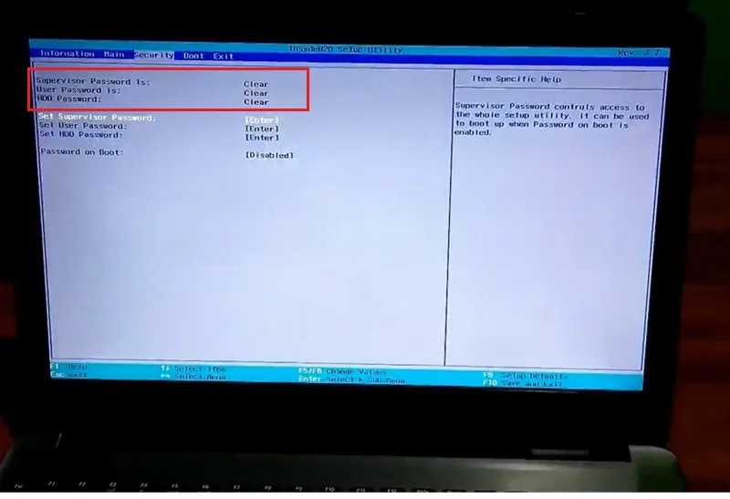 حذف پسورد بایوس لپ تاپ dell