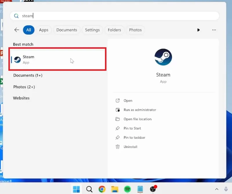 باز کردن برنامه steam در ویندوز جهت حل ارور download failed در وارزون 2