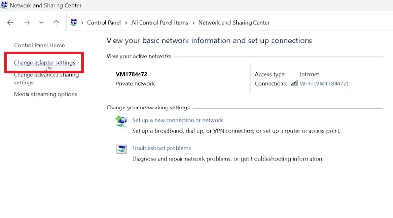 دسترسی به تنظیمات dns در windows