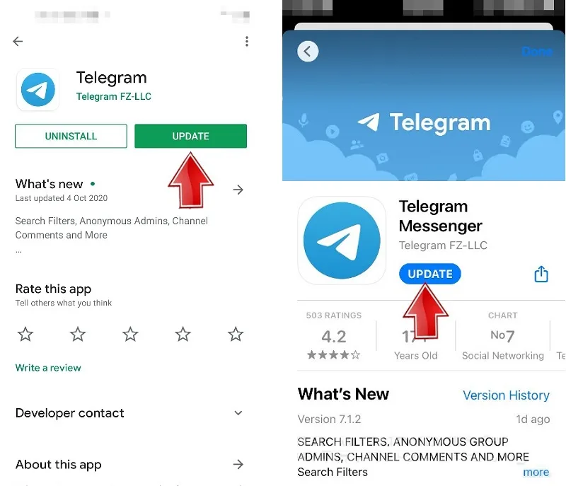 انجام به‌روزرسانی جدید برای برنامه تلگرام