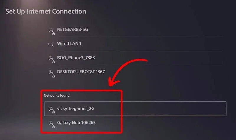 افزودن شبکه اینترنت به ps5
