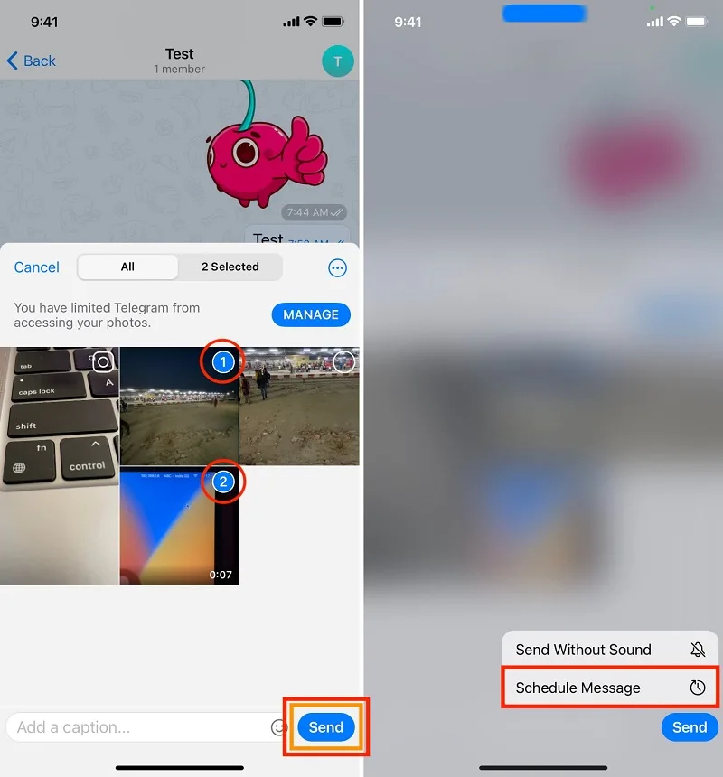 ارسال عکس به صورت Schedule Message در آیفون