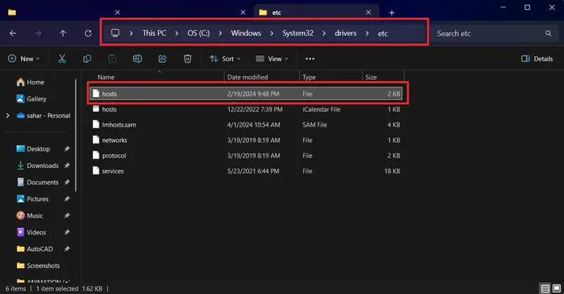 دسترسی به فایل Hosts در ویندوز