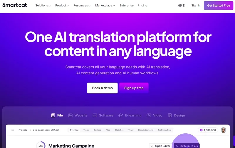 سایت مترجم هوش مصنوعی Smartcat