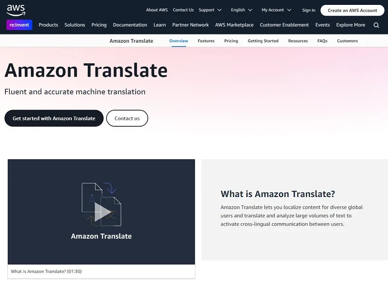 سایت Amazon Translate