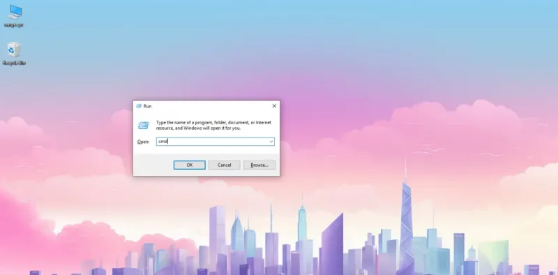 باز کردن cmd برای خاموش کردن لپ تاپ با کیبورد