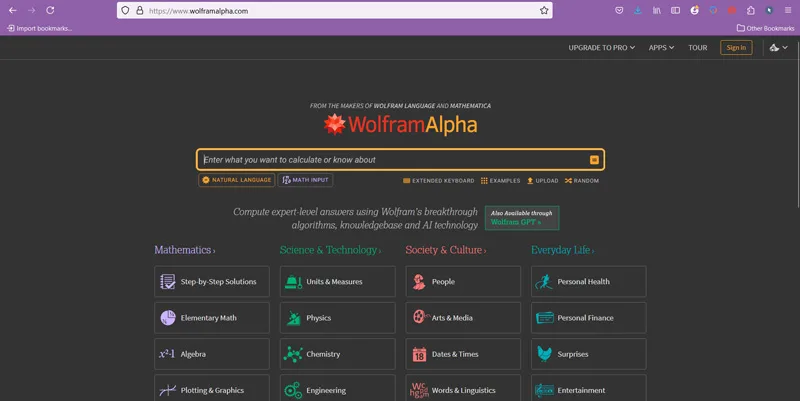 سیات هوش مصنوعی ریاضی WolframAlpha