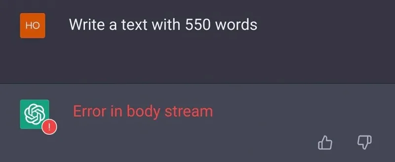 ارور Error in Body Stream Message چت جی پی تی