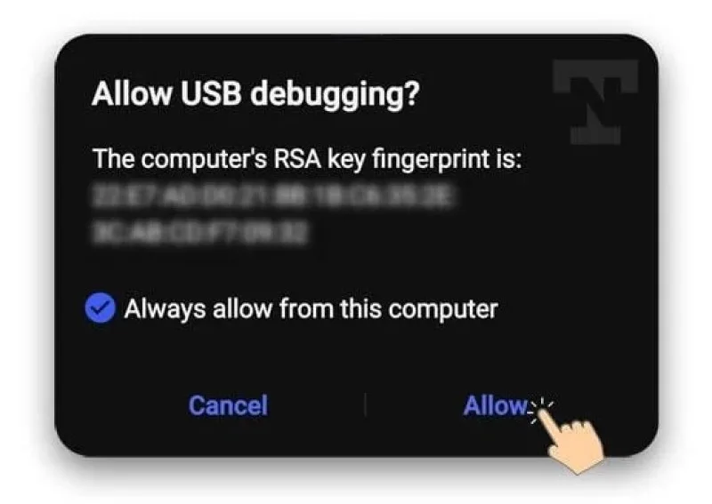 تایید اتصال USB Debugging در اندروید