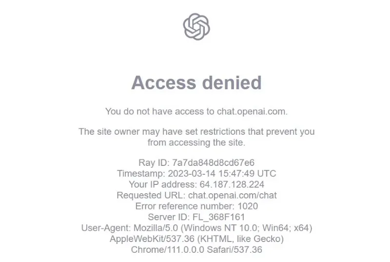 حل مشکل Error 1020: Access Denied چت جی پی تی