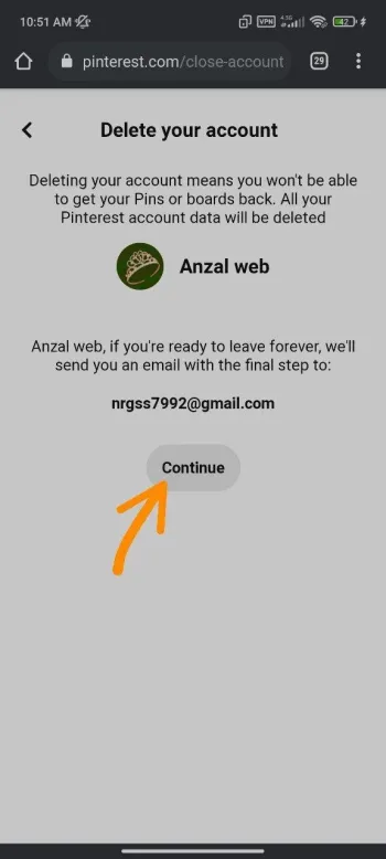 حذف اکانت پینترست در گوشی
