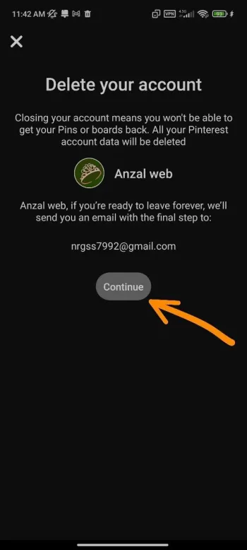 حذف اکانت پینترست در گوشی