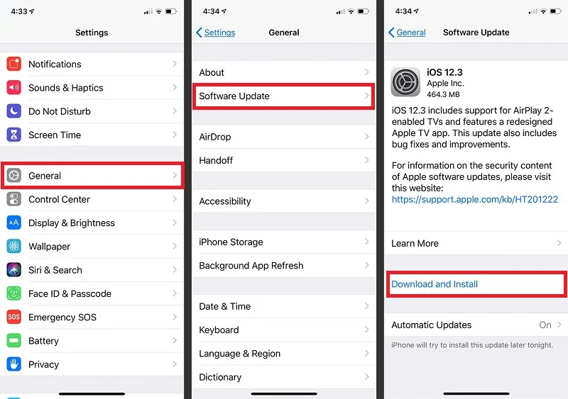 بهروزرسانی سیستم عامل iOS آیفون