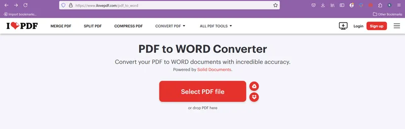 تبدیل پی دی اف به فایل ورد با ILovePDF