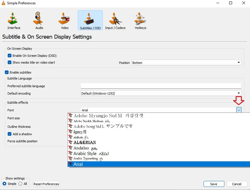 تنظیم زیرنویس در برنامه vlc