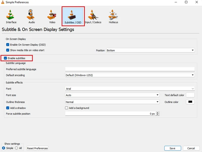تنظیم زیرنویس در برنامه vlc