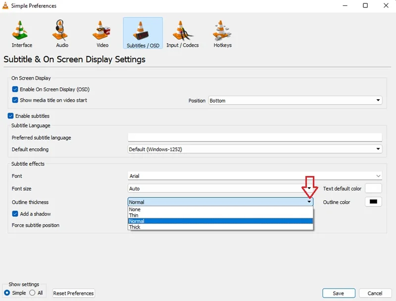 تنظیم زیرنویس فارسی در vlc