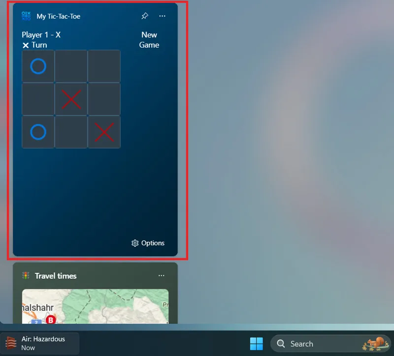 My Tic-Tac-Toe، بهترین ویجت های ویندوز 11