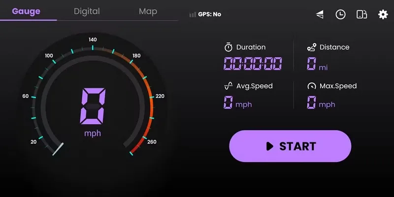 رابط کاربری زیبای سرعت در برنامه Speedometer: GPS Speedometer