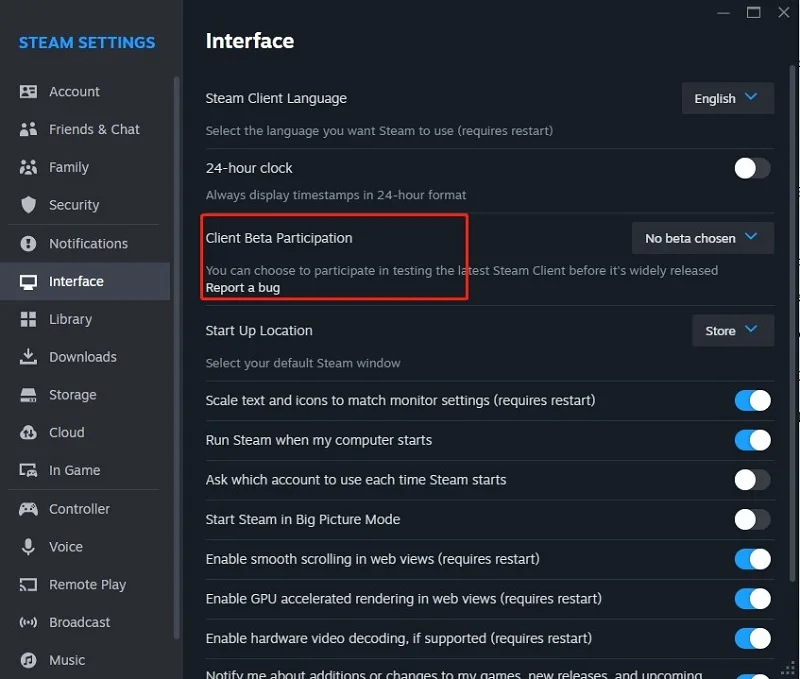 روشن کردن حالت بتا (Beta Mode) در استیم
