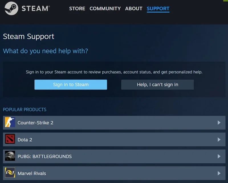 تماس با پشتیبانی Steam برای حل ارور No License در استیم