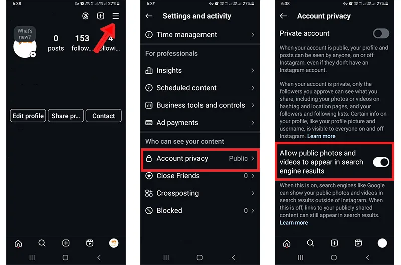 بزرگ نشدن عکس پروفایل اینستاگرام اندروید