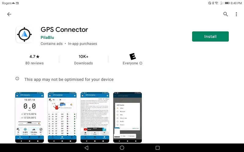 نصب برنامه GPS Connector برای وصل کردن جی پی اس به گوشی