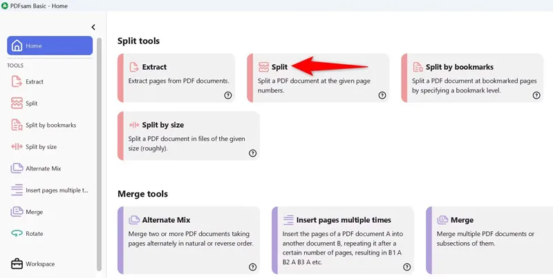 تقسیم پی دی اف به چند قسمت با PDFsam Basic