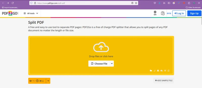 تقسیم پی دی اف به چند قسمت با سایت PDF2GO