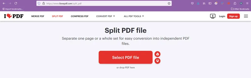 استفاده از سایت ILovePDF برای تقسیم کردن فایل پی دی اف