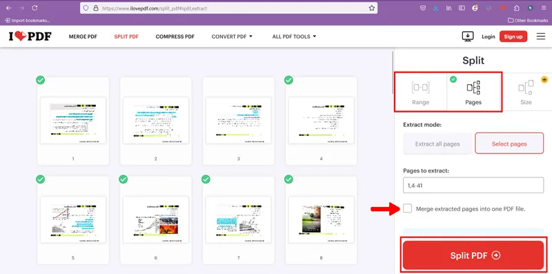 تقسیم فایل پی دی اف به چند فایل با سایت ILovePDF