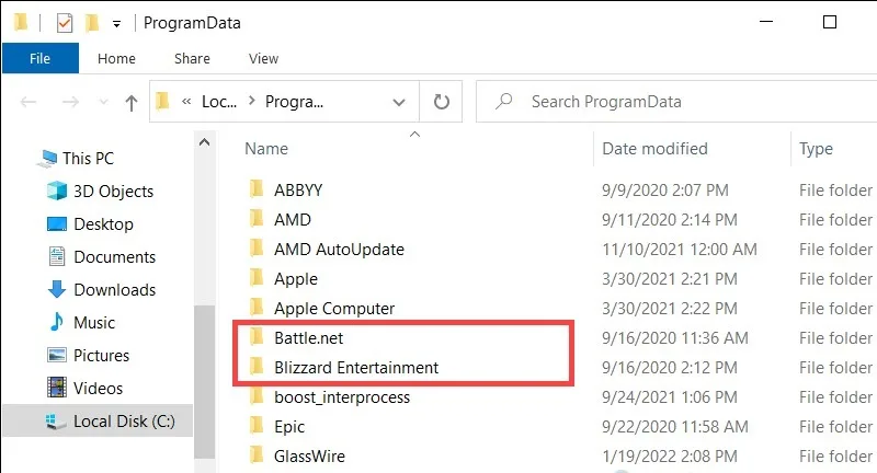 حذف پوشه Blizzard Entertainment برای پاک کردن کش کالاف دیوتی
