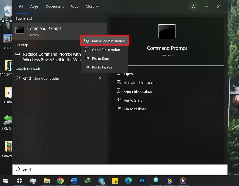 اجرای Command Prompt در ویندوز