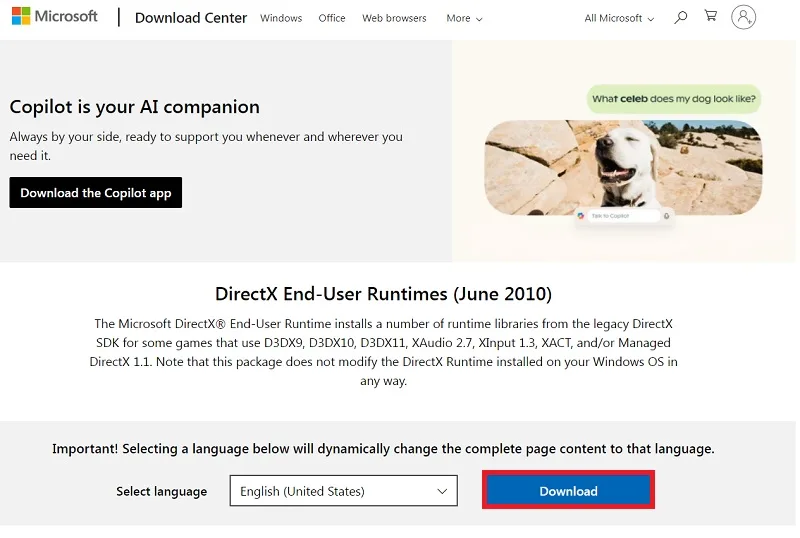 نصب فایل DirectX Redistributable Package