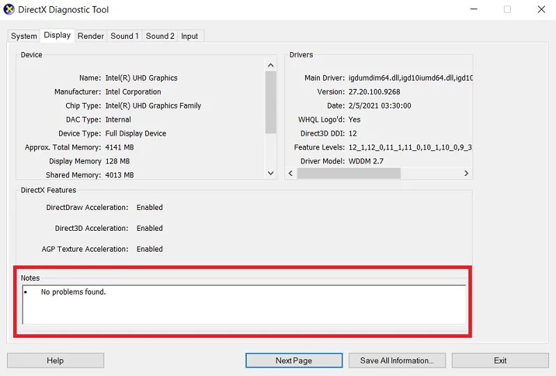استفاده از ابزار DirectX Diagnostic Tool برای تشخیص خطا