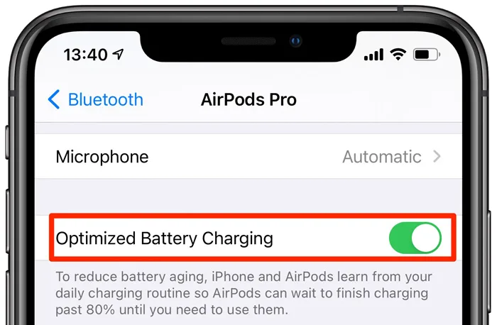 خاموش کردن Optimized Battery Charging در آیفون
