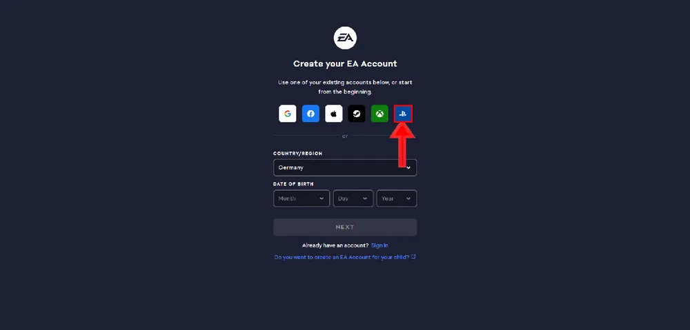 ساخت اکانت EA با استفاده از اطلاعات PSN